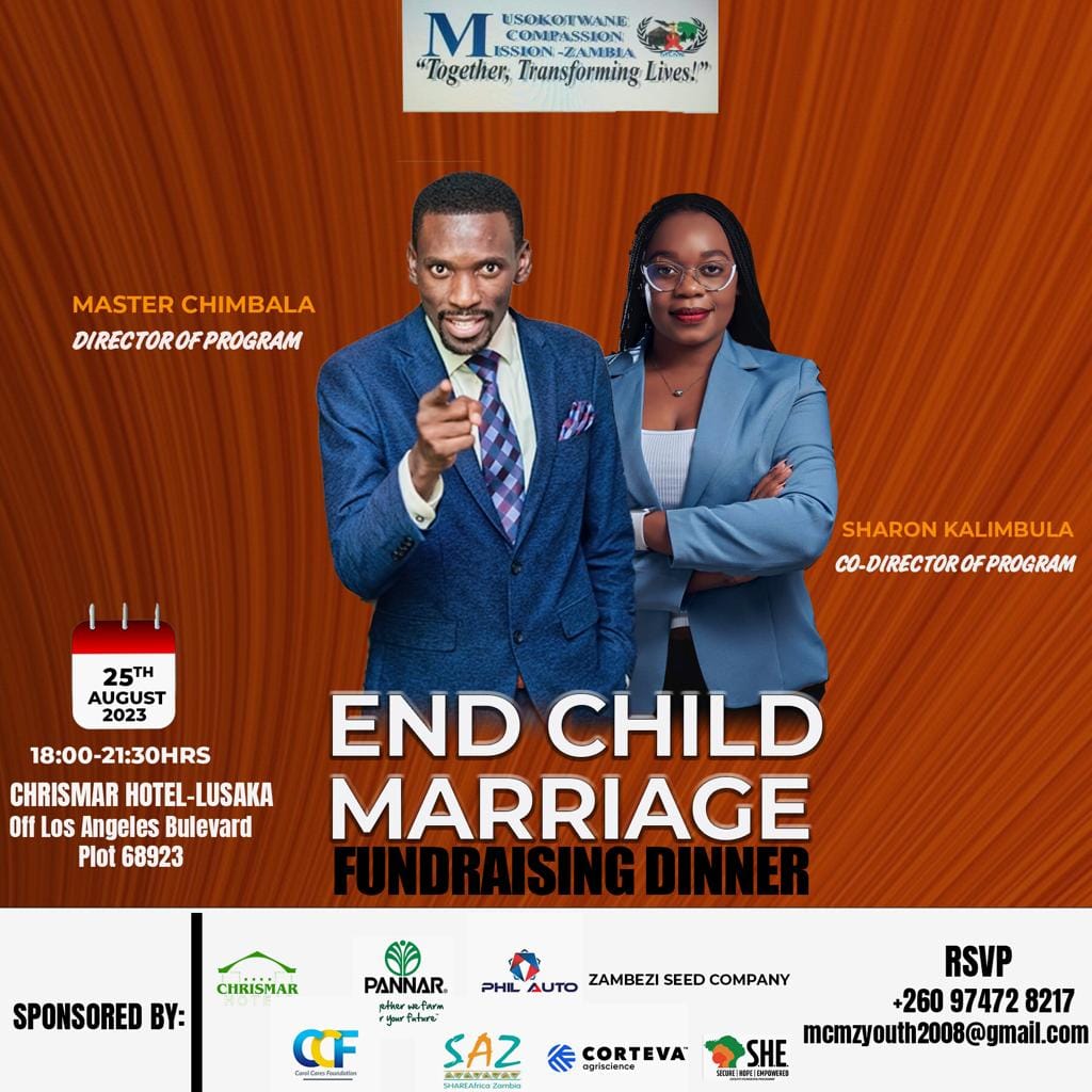 Poster for the End Child Marriage Fundraising Dinner held on 25 August 2023